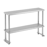 Garvee NSF Stainless Steel Worktable with Caster and Backsplash for Commercial Kitchen, 48x12x34 in, Silver