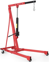 Garvee Portable Hydraulic Engine Hoist 1.5 Ton Capacity Shop Crane With Telescopic Boom 4 Swivel Casters Red - Red
