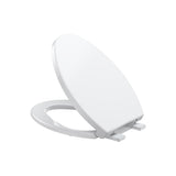 Garvee 19 Inch Elongated Toilet Seat with Slow Close, Durable White Bathroom Seat for Family Use - White
