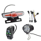 Garvee Ebike Headlight And Tail Light Sets LED Night Spotlight Cycling Modification Parts 48V/36V Front Rear Warning Lights Kit - 