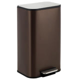 Garvee Kitchen Trash Can 8 Gallon Stainless Steel Matte Brown Rectangular Step On Waste Bin for Home Office Living Room - Brown