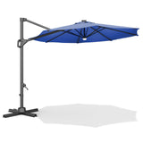 Garvee 10ft Patio Umbrella Heavy Duty Offset Hanging Aluminum Frame UV Protection Cantilever Market Garden Pool Deck - Navy Blue