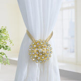 Garvee 2 Pack Magnetic Curtain Tiebacks Decorative Crystal Flower Holdbacks for Living Room Bedroom Windows White - White