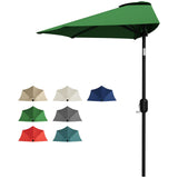 Garvee Patio Umbrella 9FT Half Umbrella Outdoor with Smooth Crank Lift for Patio Backyard Garden Deck Balcony Dark Green 9 Feet - Dark Green
