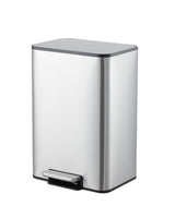 Garvee Space-Saving 4 Gallon Small Trash Can With Soft-Close Lid, Foot Pedal, Removable Inner Bucket, Stainless Steel, Silver - Bedroom, Living Room, Office - Silver