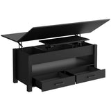 Garvee 40-Inch Convertible Coffee Table with Lift Top Multi-Function Living Room Table, Drawers, Hidden Compartments, Adjustable Size, Wood Finish - Black