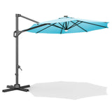 Garvee 10ft Patio Umbrella Heavy Duty Offset Hanging 360° Rotation Aluminum Frame UV Protection Backyard Pool Deck - Turquoise Blue