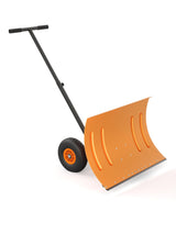 Garvee Snow Shovel with Wheels 30" Dual-Direction Polypropylene Blade 10" Anti-Skid Tires Ergonomic Adjustable T-Handle Heavy-Duty Orange for Driveway Patio Commercial Property - Orange