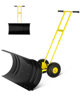 Garvee 36" Wide Snow Pusher with Wheels Heavy Duty Steel Blade Adjustable Angle Ergonomic Handle 36 Inches Black - Yellow