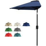 Garvee Patio Umbrella 9FT Half Umbrella Outdoor Shade Canopy Navy Blue for Patio Backyard Garden Deck Balcony - Navy Blue