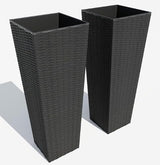 Garvee 2 Pack Large Planters for Indoor Plants with Removable Liners, 24 Inch Tall Black Outdoor Plant Pots and Saucers for Trees and Flowers - Black