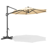 Garvee 10ft Patio Umbrella Cantilever Outdoor 360° Rotation Easy Tilt Aluminum Frame UV Resistant Garden Pool Deck - Beige