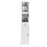 Garvee Industrial Style Bathroom Storage Column Adjustable Shelves Magnetic Door Rustic Wood Metal Slim Cabinet Metal Feet 15" Wide
