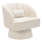 Garvee 360° Modern Swivel Barrel Accent Chair Comfy Upholstered Round Armchair with Armrests for Living Room Bedroom Office Lounging 27.56"D x 27.56"W Chenille Fabric - Beige