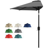 Garvee Patio Umbrella 9FT Half Umbrella Outdoor Shade Canopy with Smooth Crank Lift for Patio Backyard Garden Deck Balcony Gray 9 Feet - Gray