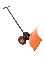 Garvee Snow Shovel with Wheels, Single Rod Steel Snow Pusher, 5-Position Angled Blade, Heavy Duty, Orange, Perfect for Driveway and Sidewalk - Orange
