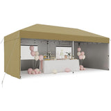 Garvee 10'x20' Pop-Up Canopy Tent - 210D Oxford Fabric Portable Instant Commercial Tent with 4 Sidewalls, 12 Stakes & 6 Sandbags for Events, Khaki - Khaki