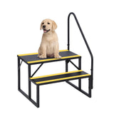 Garvee 2 Step RV Stairs with Handrail, Hot Tub Steps Metal with Non-Skid Tapes, Portable Stairs Steps for RV, Mobile Home Stairs Travel Trailers, Camper, Hot Tub, Ground-Pool for Indoor & Outdoor - Black And Yellow