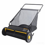 Garvee 21 Inch Push Lawn Sweeper Leaf & Grass Collector with Strong Rubber Wheels Heavy Duty Steel Frame Large 3.5 Cu. Ft Hopper Adjustable Height - Black