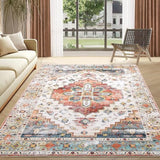 Garvee Boho Vintage 8x10 Area Rug, Machine Washable, Non-Slip, 100% Polyester, Soft & Durable, Distressed Pattern, Living Room & Bedroom