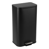 Garvee 3.2 Gallon Stainless Steel Step Trash Can With Soft-Close Lid & Removable Inner Bucket For Kitchen Office Bathroom, Black, Rectangular - Black