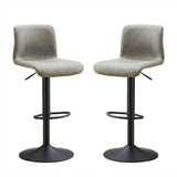 Garvee Swivel Bar Stools Set of 2 Adjustable Counter Height Barstools with Back Gray Faux Leather 24-32"