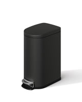 Garvee 2.6 Gal Metal Bathroom Trash Can with Lid, Slim Waterproof Garbage Bin for Bedroom, Small Step-On Trash Bin, Black - Black