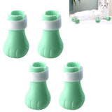 Garvee 4pcs Cat Anti-Scratch Shoes Adjustable Silicone Cat Boots for Grooming Bathing Shaving Green