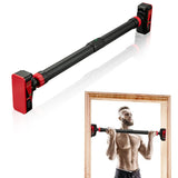 Garvee Doorway Pull Up Bar Without Screw, 4-in-1 Door Frame Pull Up Bar, Home Gym Upper Workout, Max Load 440Lbs, Red-Black