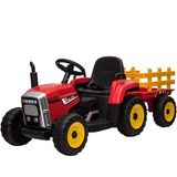 Garvee 12V Kids Ride On Tractor With Trailer & Remote Control, Toddler Electric Vehicle Car, 54in, Red - Red