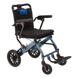 Garvee Portable Folding Wheelchair, Travel Wheelchair with handbrake, Ultra-Light Wheelchair for The Elderly and Children(16in Seat Width 8in PVC Rear Whee) - Black-Blue