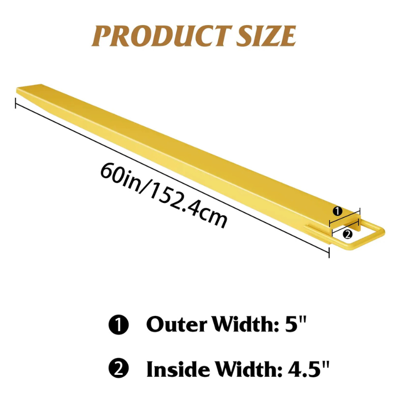 Garvee Pallet Fork Extension, [4.5" Width 60" Length] Heavy Duty Steel Pallet Extensions for Forklift Truck- Yellow