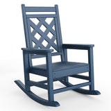 Garvee Outdoor Rocking Chair HDPE Weather Resistant Patio Rocker Navy Blue for Deck Pool Backyard