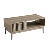 Garvee 39.4" Coffee Table Mid Century Modern With Storage Drawer Open Shelf Wooden Legs Natural