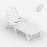 Garvee Outdoor HDPE Chaise Lounge with Rolling Wheels, Oversize 5-Position Pool Lounge Chair, Durable White