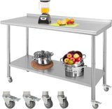 Garvee 60" x 24" NSF Certified Stainless Steel Prep & Work Table, Commercial Heavy Duty Worktable with Adjustable Undershelf for Kitchen, Restaurant, Home, Hotel and Garage, Silver - 08 Arc Edge