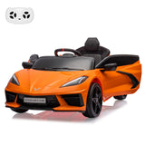 Garvee 12V Kids Ride On Car Licensed Corvette Electric Sports Car Toy With Remote Control, Orange, Toddler Size - Orange