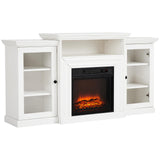 Garvee 18'' Built-In Fireplace with 60'' Entertainment Center Remote Controlled Fireplace 3-speed Flame Brightness 0.5h-6h Timing 1400W Powerful Heater 62℉-82℉ Adjustable Warming Unit