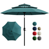 Garvee 10Ft 3-Tier Patio Umbrella With Vents For Pool Deck Yard Garden Turquoise - Turquoise