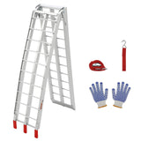 Garvee 7.5 Foot Folding Aluminum Motorcycle Ramp 750 LB Capacity Dirt Bike Ramp for Pickup Trucks with Crossbar Rungs and Rubber Tipped Ends 89 x 12 Inch Foldable Silver - Silver