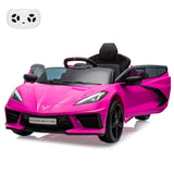 Garvee 12V Kids Ride On Car Licensed Corvette Electric Sports Car with Remote Control for Toddlers, Rose Red, Visual Dashboard, LED Lights - Rose Red