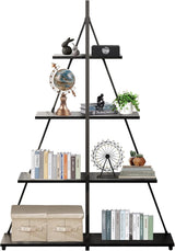 Garvee 4 Tier Ladder Shelf With Sailboat A Shaped Structure Bookcase For Bedroom Living Room Home Office Small Space, Durable Design - Black
