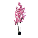 Garvee 6ft Pink Cherry Blossom Tree Realistic Artificial Decorative Tree Indoor Outdoor Home Office Wedding Party Gift Decor - Double Pole 180Cm 3-Layer