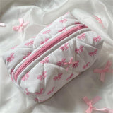 Garvee Makeup Bag With Pink Bow Floral Cosmetic Organizer Large Capacity Travel Toiletry Bag For Women And Girls