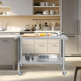 Garvee Heavy Duty NSF Stainless Steel Work Table with Casters, Adjustable Undershelf, 48x24x35 Inch, Silver for Commercial Kitchen and Garage