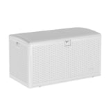 Garvee 120 Gallon Waterproof Large Resin Deck Box, Lockable Storage Container for Patio Furniture Tools, White - White