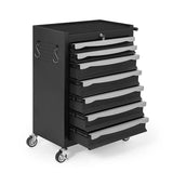 Garvee 7-Drawer Tool Chest Rolling Tool Cart with Wheels Large Capacity Tool Storage Cabinet Keyed Locking for Garage Workshop Warehouse Black Red Blue - Black