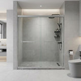 Garvee 48" W x 72" H Frameless Sliding Shower Door with 5/16" Clear Tempered Glass, Stainless Steel Handle, Silver, Walk-In Shower