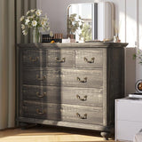 Garvee Dresser for Bedroom with 9 Drawers, Wooden Legs, Black - Farmhouse Style for Living Room and Hallway