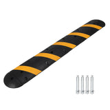 Garvee 6 ft Speed Bumps White End Heavy-Duty Rubber Traffic Humps With Cable Protector For Asphalt Gravel Driveway Black Yellow